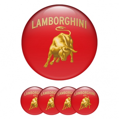 Lamborghini Silicone Stickers for Wheel Center Caps Red