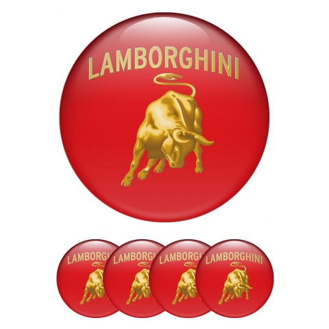 Lamborghini Silicone Stickers for Wheel Center Caps Red