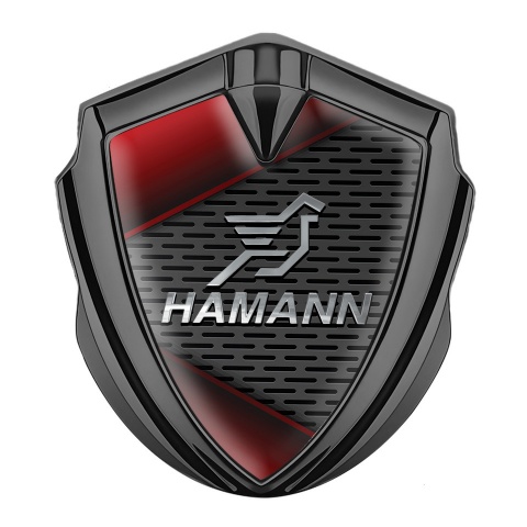 Hamann Fender Emblem Badge Graphite Crimson Plates Chrome Pegasus Logo