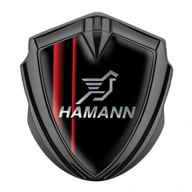 Hamann Emblem Trunk Badge Graphite Red Stripes Chrome Pegasus Logo