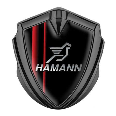Hamann Emblem Trunk Badge Graphite Red Stripes Chrome Pegasus Logo