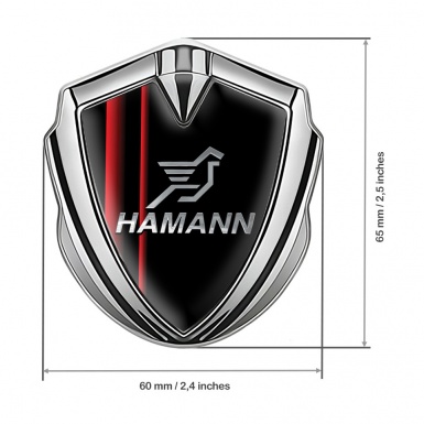 Hamann Emblem Trunk Badge Silver Red Stripes Chrome Pegasus Logo