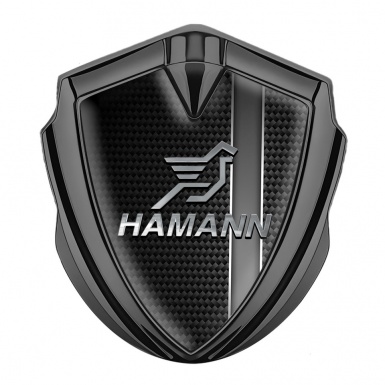 Hamann Emblem Self Adhesive Graphite Grey Stripe Chrome Pegasus Logo