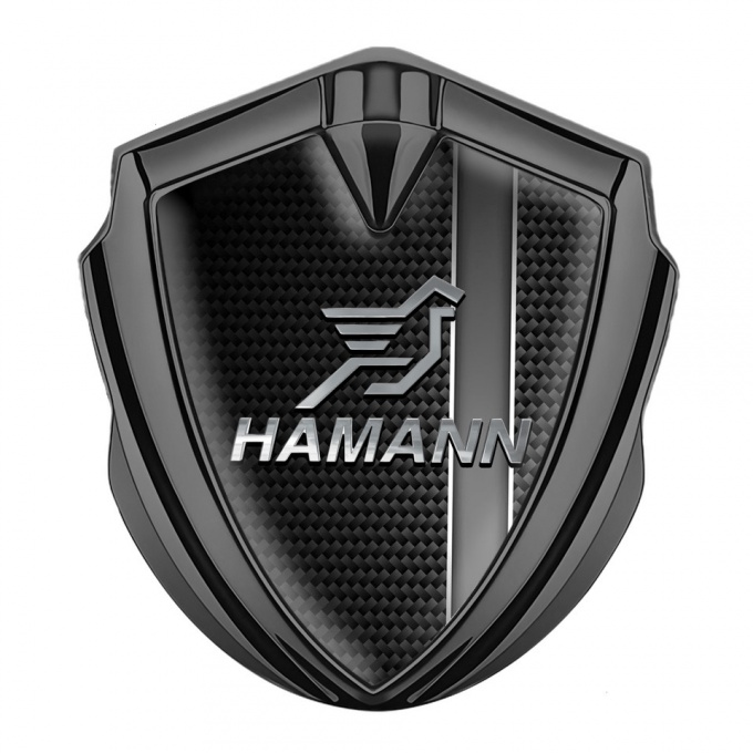 Hamann Emblem Self Adhesive Graphite Grey Stripe Chrome Pegasus Logo