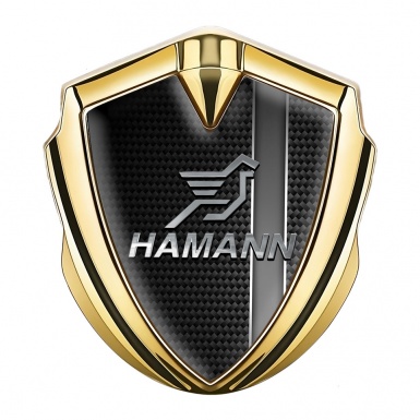 Hamann Emblem Self Adhesive Gold Grey Stripe Chrome Pegasus Logo