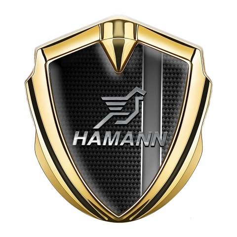 Hamann Emblem Self Adhesive Gold Grey Stripe Chrome Pegasus Logo