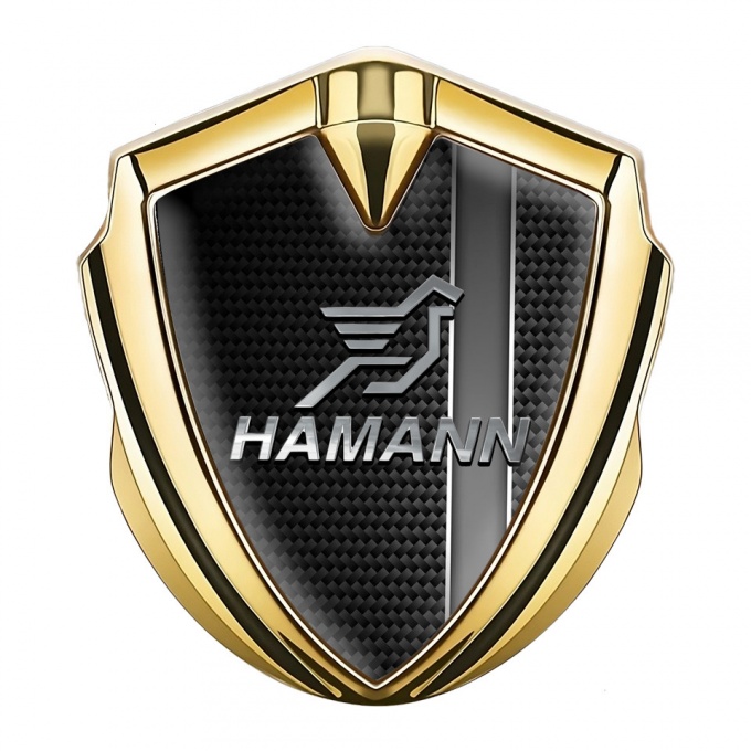 Hamann Emblem Self Adhesive Gold Grey Stripe Chrome Pegasus Logo