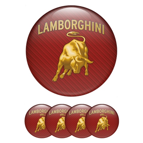 Lamborghini Emblems for Wheel Center Caps Red Carbon