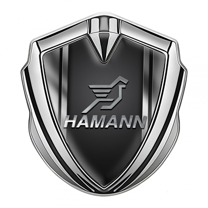 Hamann Metal Emblem Badge Silver Steel Frame Chrome Pegasus Logo