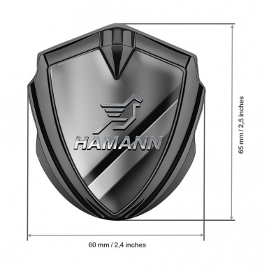 Hamann Domed Emblem Badge Graphite Polished Metal Chrome Pegasus Logo
