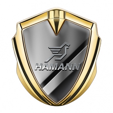 Hamann Domed Emblem Badge Gold Polished Metal Chrome Pegasus Logo