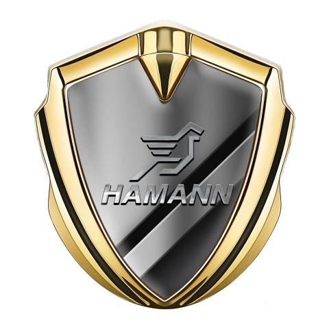 Hamann Domed Emblem Badge Gold Polished Metal Chrome Pegasus Logo