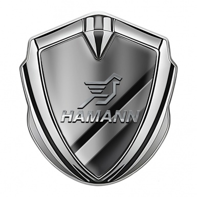 Hamann Domed Emblem Badge Silver Polished Metal Chrome Pegasus Logo