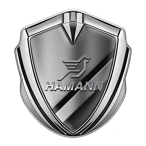Hamann Domed Emblem Badge Silver Polished Metal Chrome Pegasus Logo