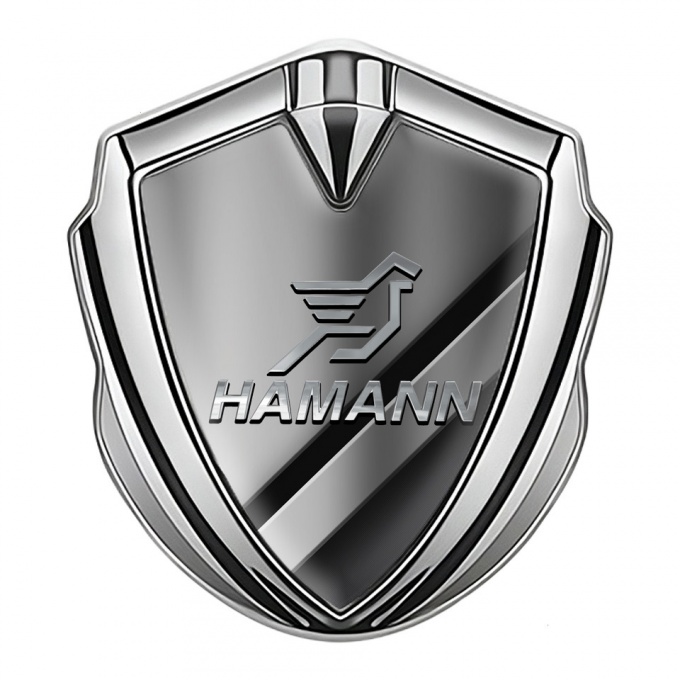 Hamann Domed Emblem Badge Silver Polished Metal Chrome Pegasus Logo