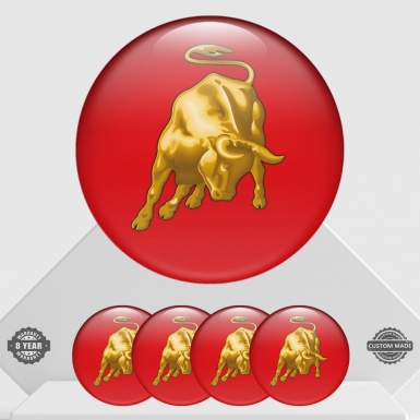 Lamborghini Emblem for Wheel Caps Red with Bull Logo