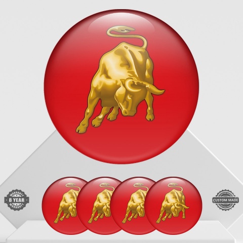 Lamborghini Emblem for Wheel Caps Red with Bull Logo