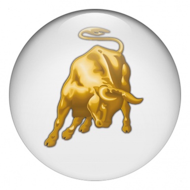 Lamborghini Emblem for Wheel Caps White with Bull Logo