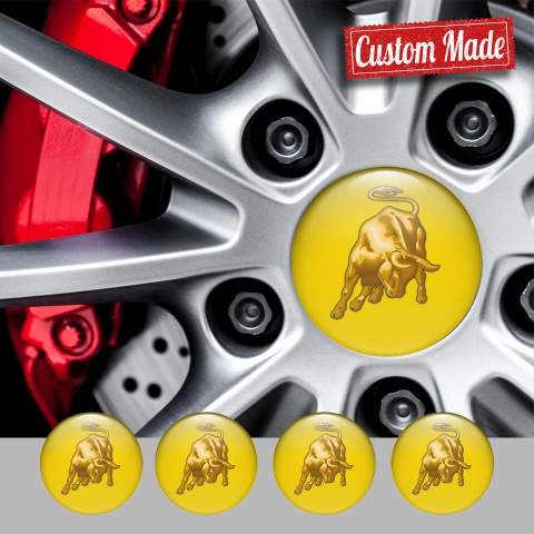 Lamborghini Emblem for Wheel Caps Yellow with Bull Logo