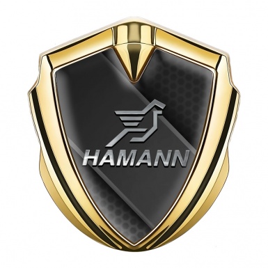 Hamann Bodyside Domed Emblem Gold Dark Panel Chrome Pegasus