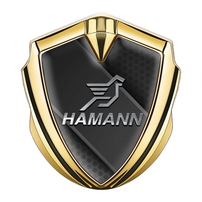 Hamann Bodyside Domed Emblem Gold Dark Panel Chrome Pegasus