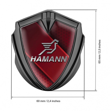 Hamann Emblem Metal Badge Graphite Red Pattern Chrome Pegasus Logo