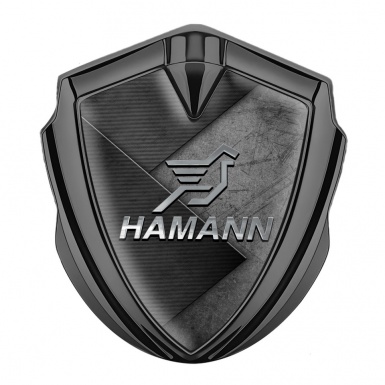 Hamann 3d Emblem Badge Graphite Scratched Surface Chrome Pegasus