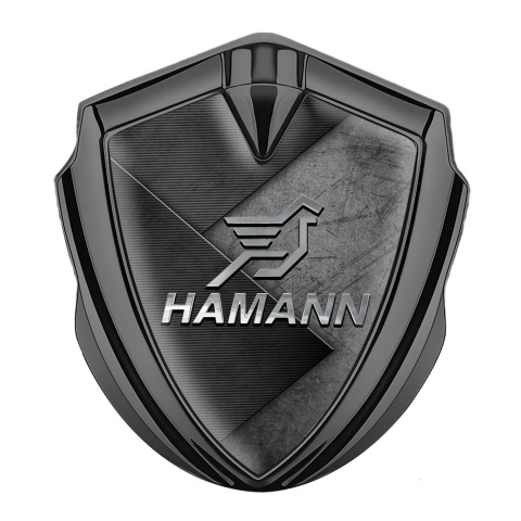 Hamann 3d Emblem Badge Graphite Scratched Surface Chrome Pegasus