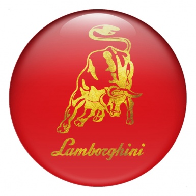 Lamborghini Emblems for Center Caps Gold Logo Design Red