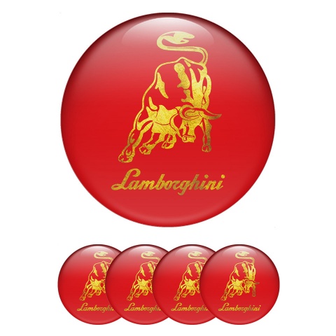 Lamborghini Emblems for Center Caps Gold Logo Design Red