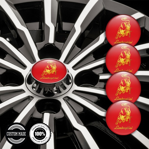 Lamborghini Emblems for Center Caps Gold Logo Design Red
