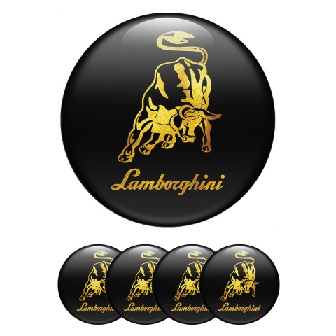 Lamborghini Emblems for Center Caps Gold Logo Design Black