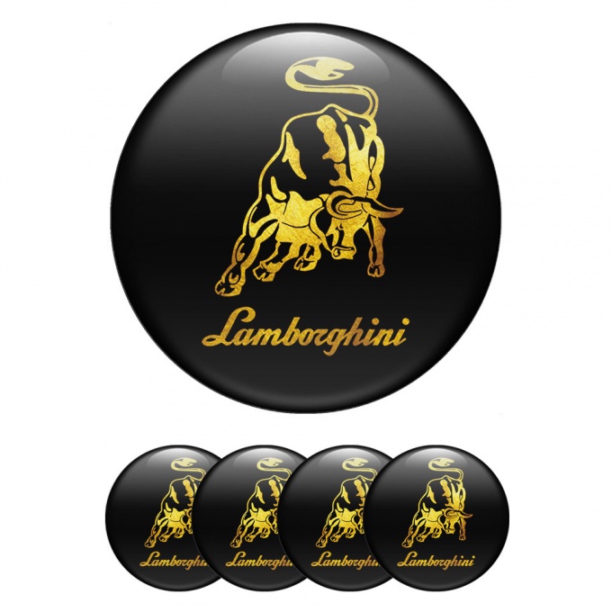 Lamborghini Emblems for Center Caps Gold Logo Design Black