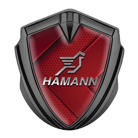 Hamann Emblem Car Badge Graphite Red Hexagon Texture Chrome Pegasus