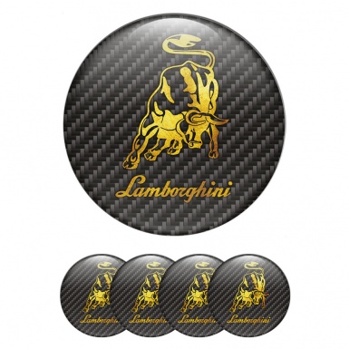 Lamborghini Emblems for Center Caps Gold Logo Design Carbon