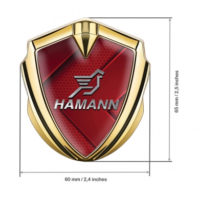 Hamann Emblem Car Badge Gold Red Hexagon Texture Chrome Pegasus