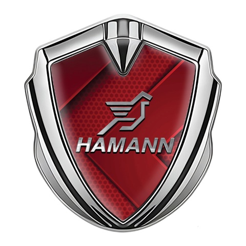 Hamann Emblem Car Badge Silver Red Hexagon Texture Chrome Pegasus
