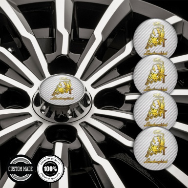 Lamborghini Emblems for Center Caps Gold Logo Design Light Carbon