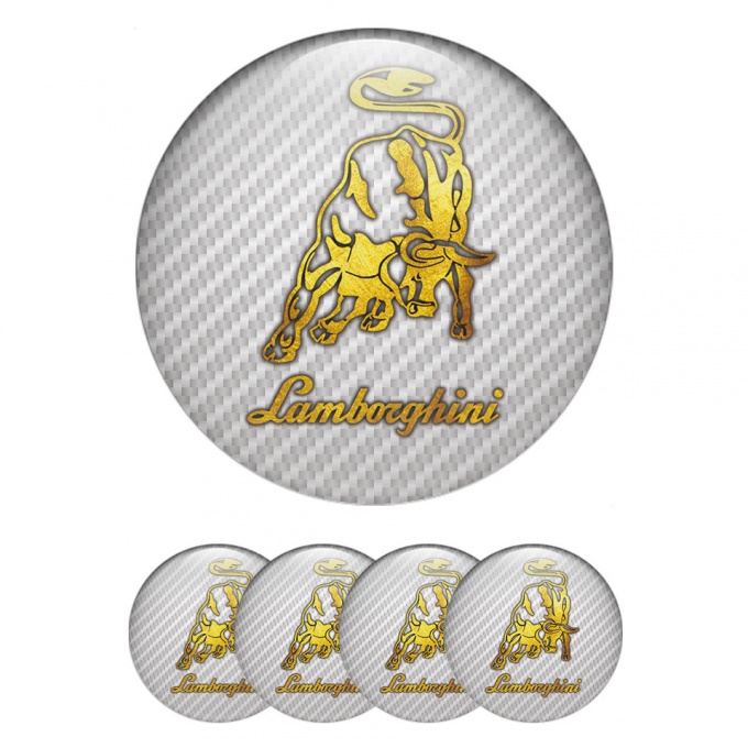 Lamborghini Emblems for Center Caps Gold Logo Design Light Carbon
