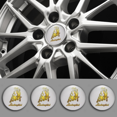 Lamborghini Emblems for Center Caps Gold Logo Design Grey
