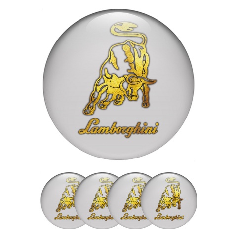 Lamborghini Emblems for Center Caps Gold Logo Design Grey