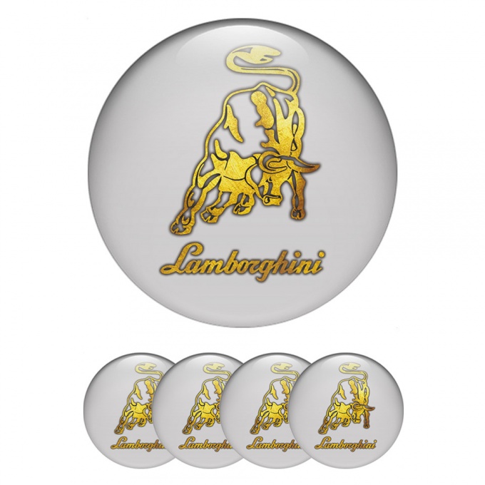 Lamborghini Emblems for Center Caps Gold Logo Design Grey