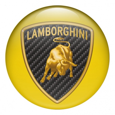Lamborghini Emblems for Center Caps Carbon Logo Design Yellow