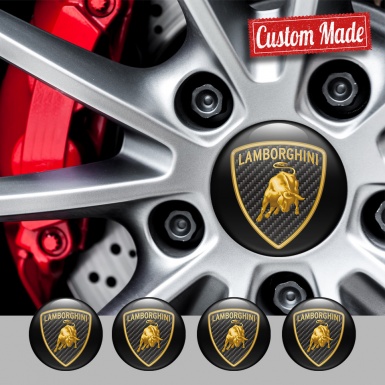 Lamborghini Emblems for Center Caps Carbon Logo Design Black