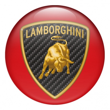Lamborghini Emblems for Center Caps Carbon Logo Design Red