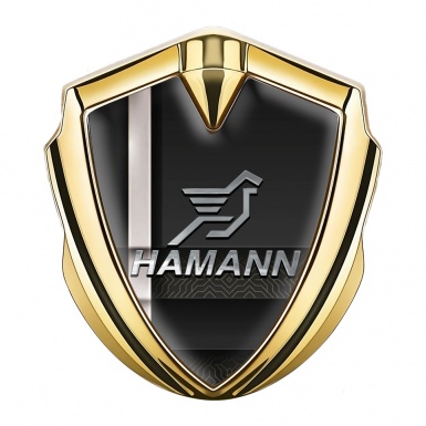Hamann Emblem Trunk Badge Gold White Stripe Chrome Pegasus