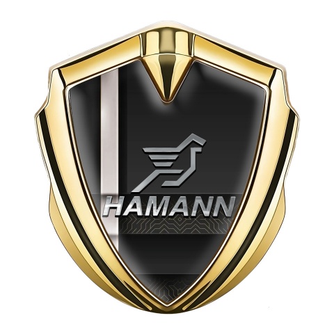 Hamann Emblem Trunk Badge Gold White Stripe Chrome Pegasus