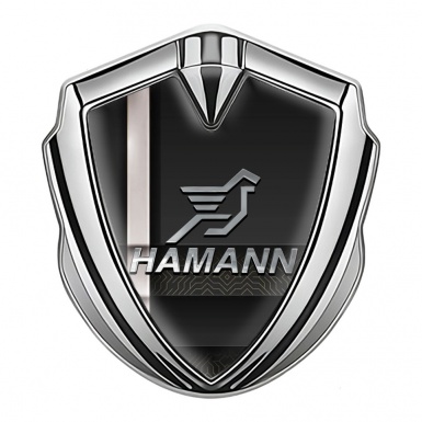 Hamann Emblem Trunk Badge Silver White Stripe Chrome Pegasus
