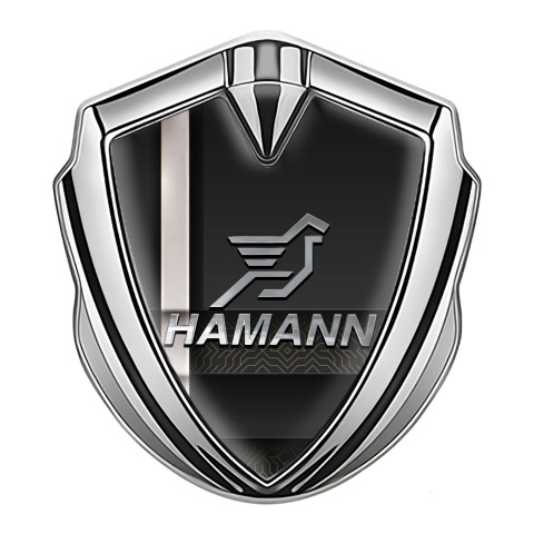 Hamann Emblem Trunk Badge Silver White Stripe Chrome Pegasus