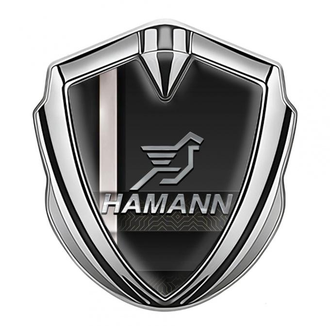 Hamann Emblem Trunk Badge Silver White Stripe Chrome Pegasus